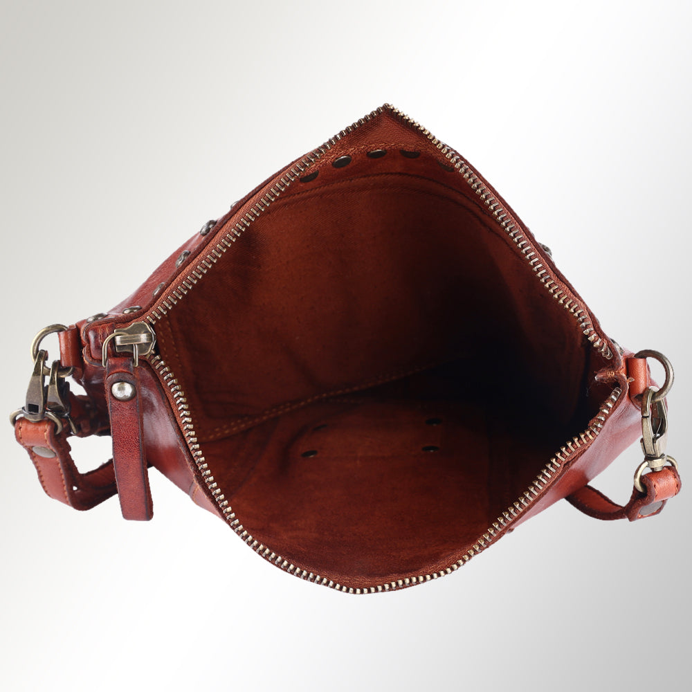 Spaghetti Western Crossbody Vintage Handmade Drum Dyed Genuine European Cowhide Leather