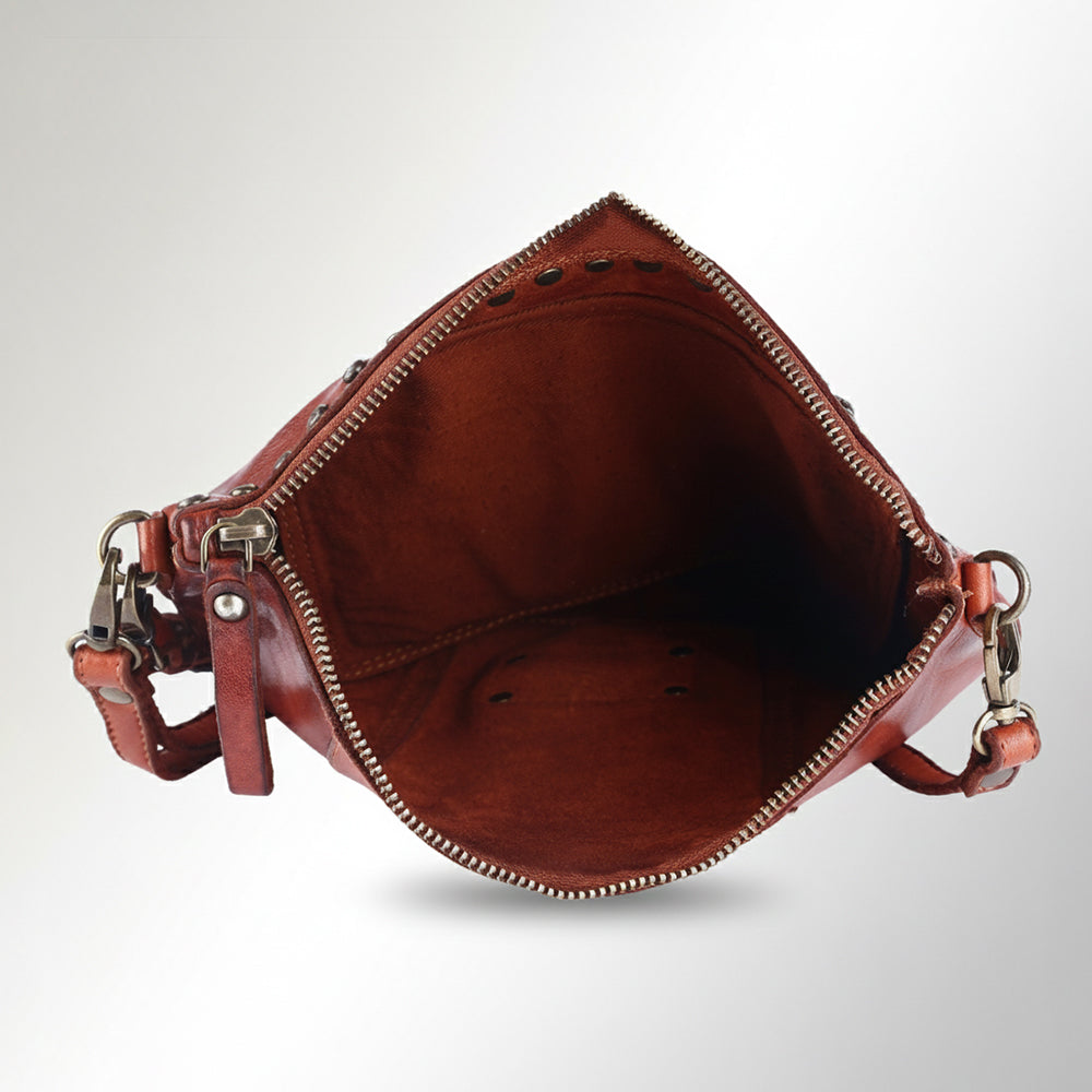 Spaghetti Western Swc207Cg Cross Body I Vintage Handmade Drum Dyed Genuine European Cowhide Leather Women Bag Western Handbag Purse