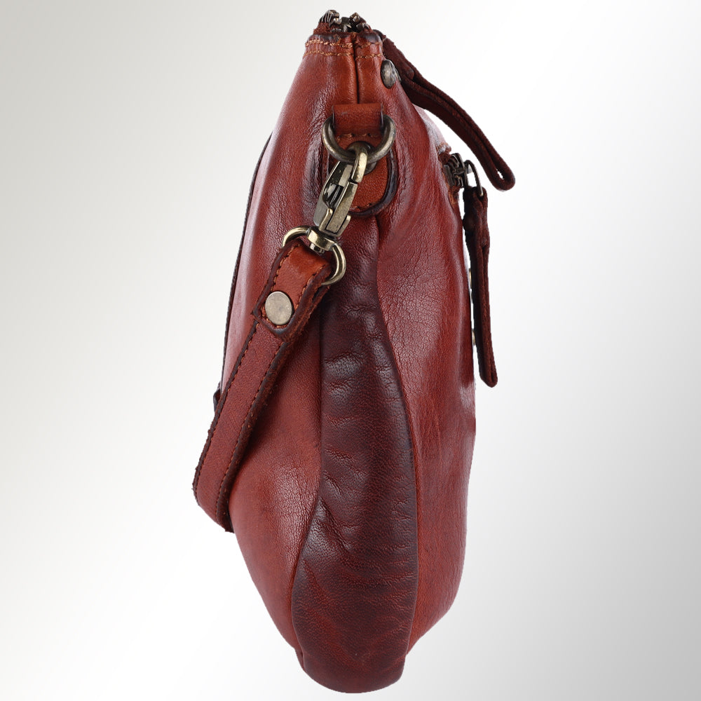 Spaghetti Western Crossbody Vintage Handmade Drum Dyed Genuine European Cowhide Leather