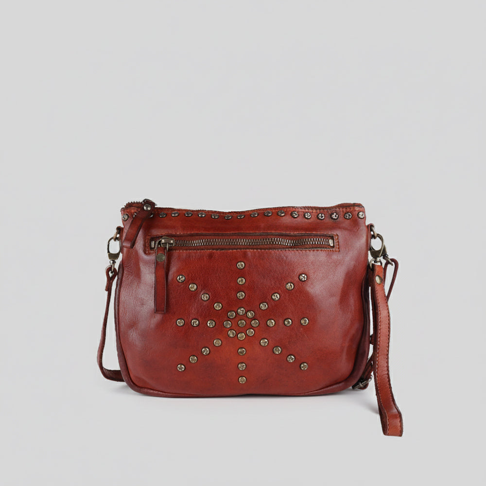 Spaghetti Western Swc207Cg Cross Body I Vintage Handmade Drum Dyed Genuine European Cowhide Leather Women Bag Western Handbag Purse