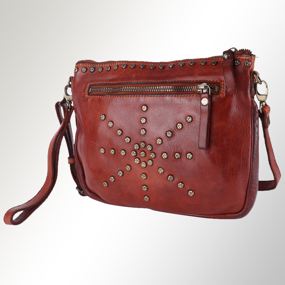 Spaghetti Western Crossbody Vintage Handmade Drum Dyed Genuine European Cowhide Leather