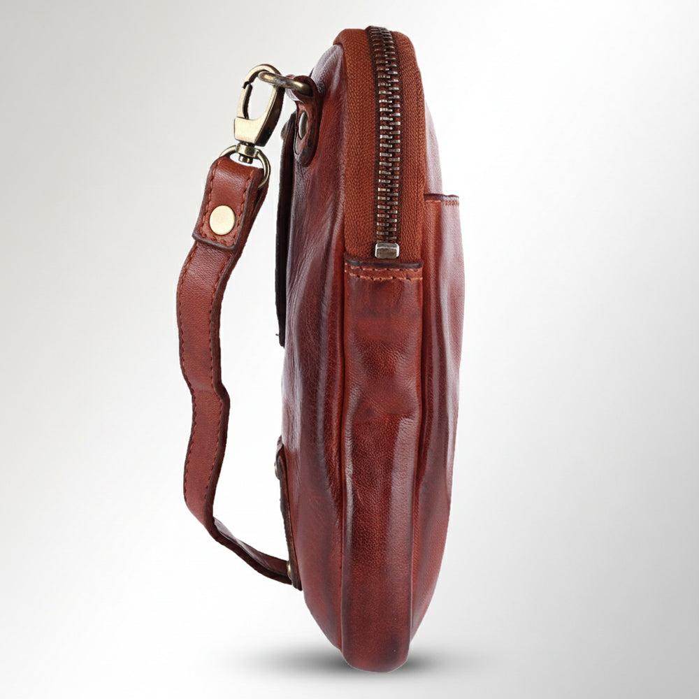 Spaghetti Western Swc208Cg Sling Vintage Handmade Drum Dyed Genuine European Cowhide Leather Women Bag Western Handbag Purse