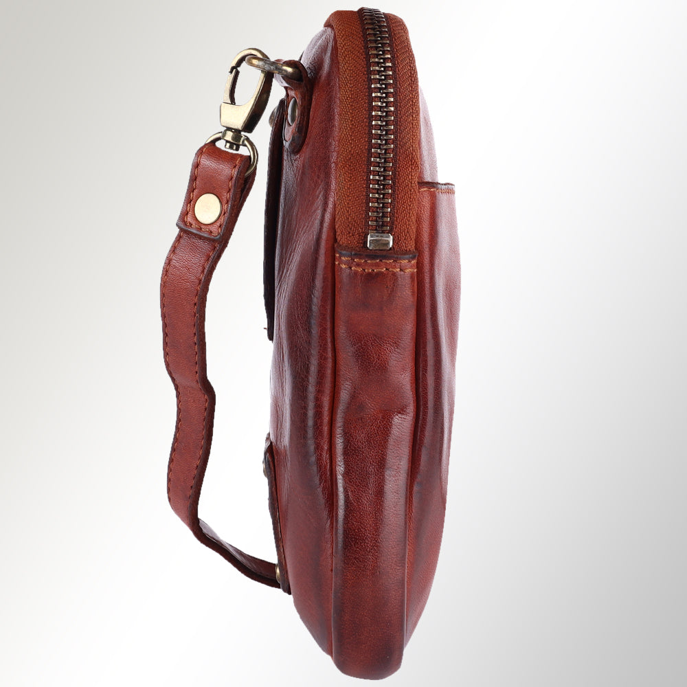 Spaghetti Western Sling Vintage Handmade Drum Dyed Genuine European Cowhide Leather