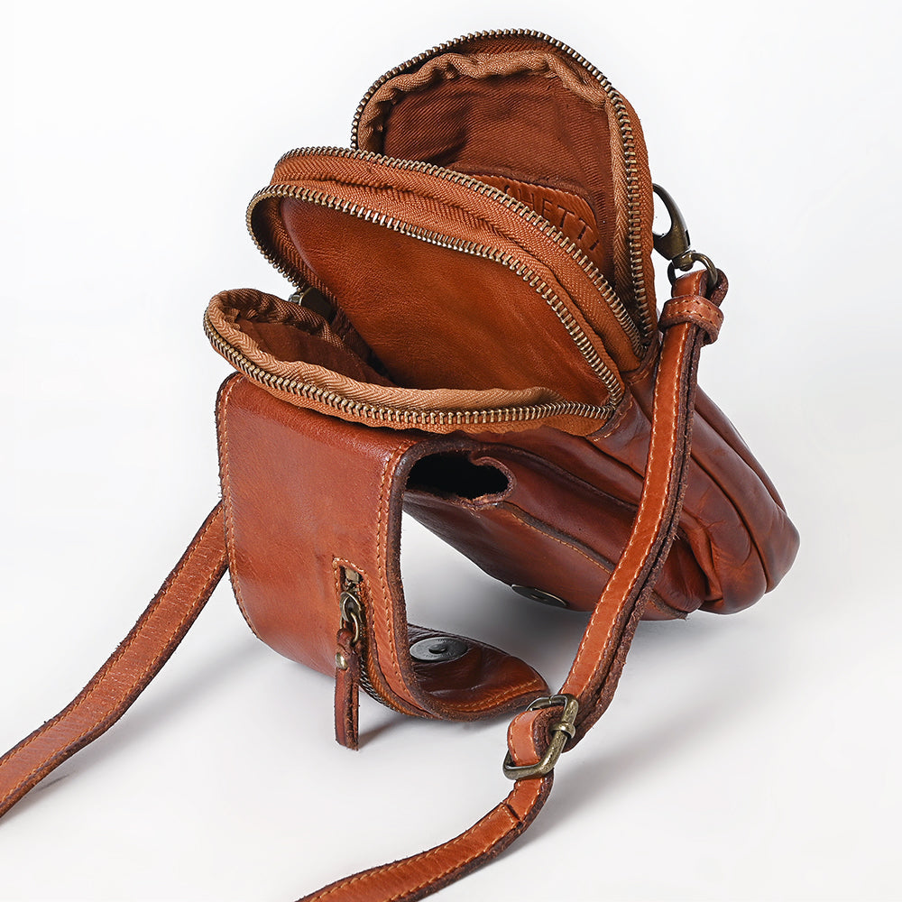 Spaghetti Western Sling Vintage Handmade Drum Dyed Genuine European Cowhide Leather