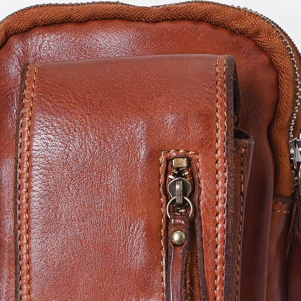 Spaghetti Western Sling Vintage Handmade Drum Dyed Genuine European Cowhide Leather