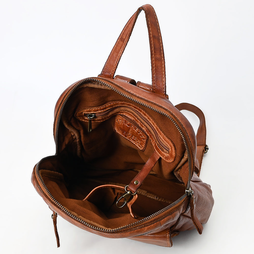 Spaghetti Western Backpack Vintage Handmade Drum Dyed Genuine European Cowhide Leather