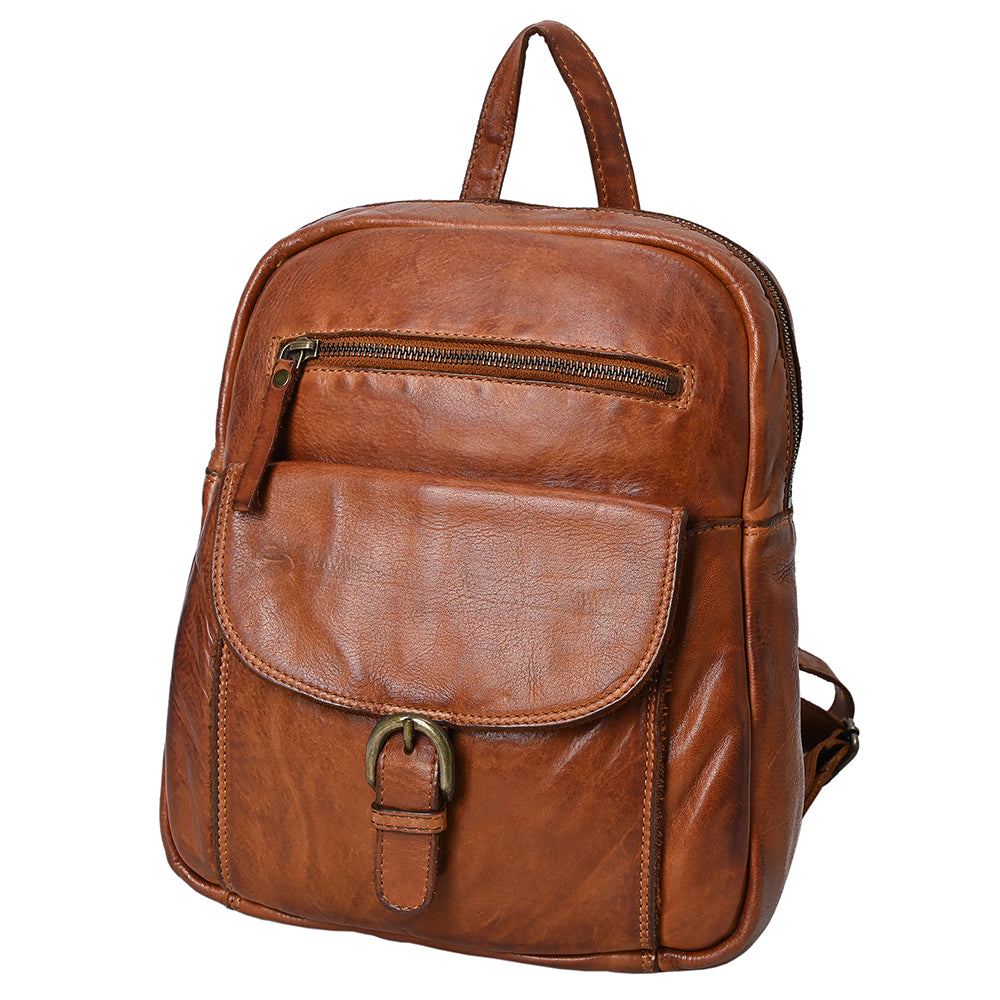 Spaghetti Western Backpack Vintage Handmade Drum Dyed Genuine European Cowhide Leather
