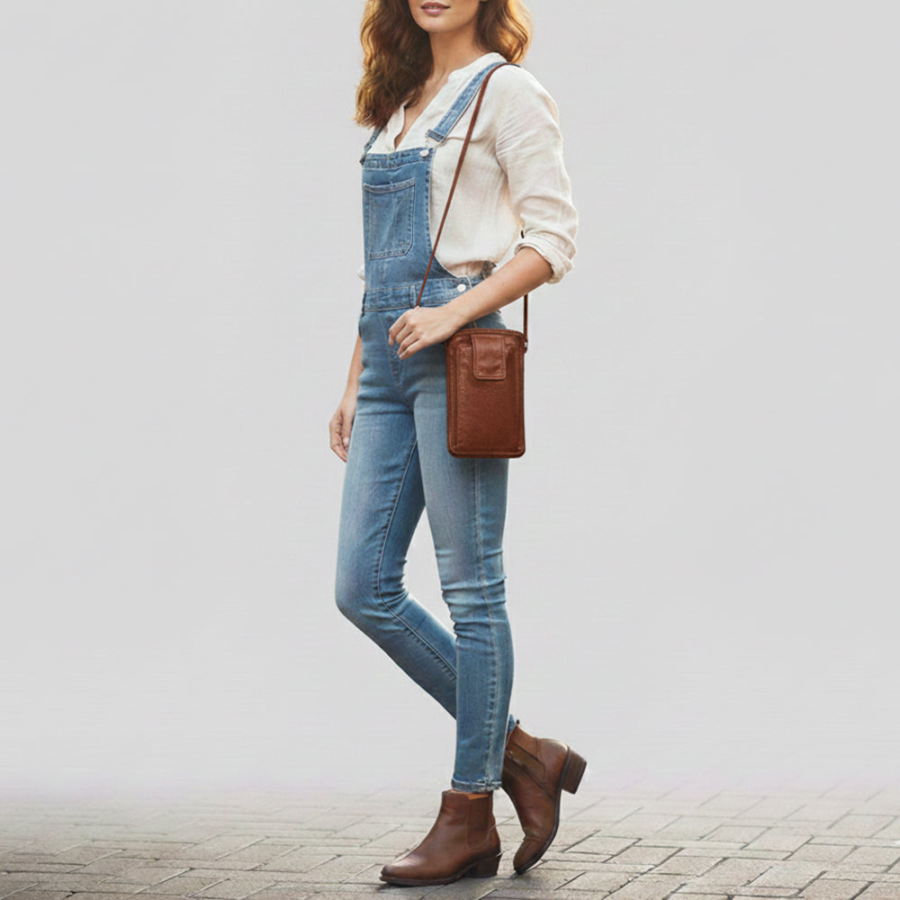 Spaghetti Western Swc213Cg Sling Vintage Handmade Drum Dyed Genuine European Cowhide Leather Women Bag Western Handbag Purse