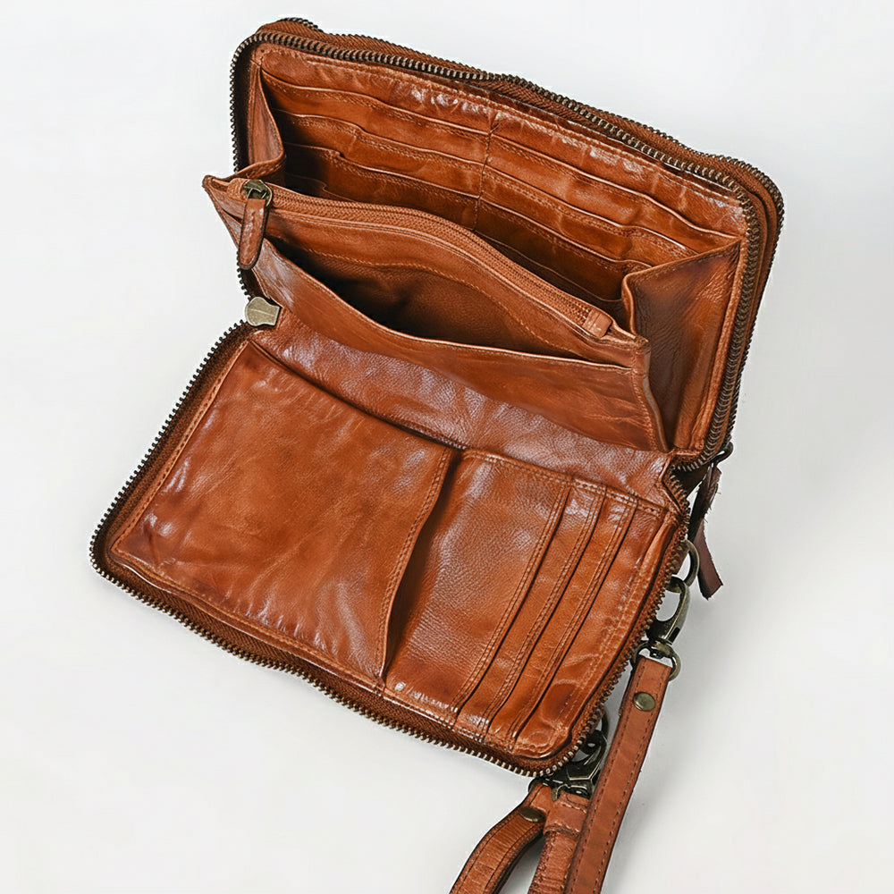 Spaghetti Western Swc213Cg Sling Vintage Handmade Drum Dyed Genuine European Cowhide Leather Women Bag Western Handbag Purse
