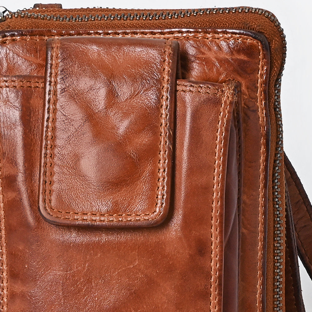 Spaghetti Western Sling Vintage Handmade Drum Dyed Genuine European Cowhide Leather