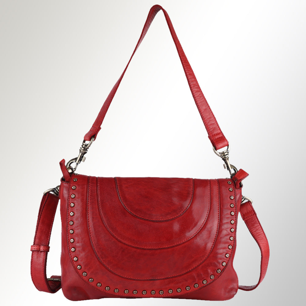 Spaghetti Western Crossbody Vintage Handmade Drum Dyed Genuine European Cowhide Leather