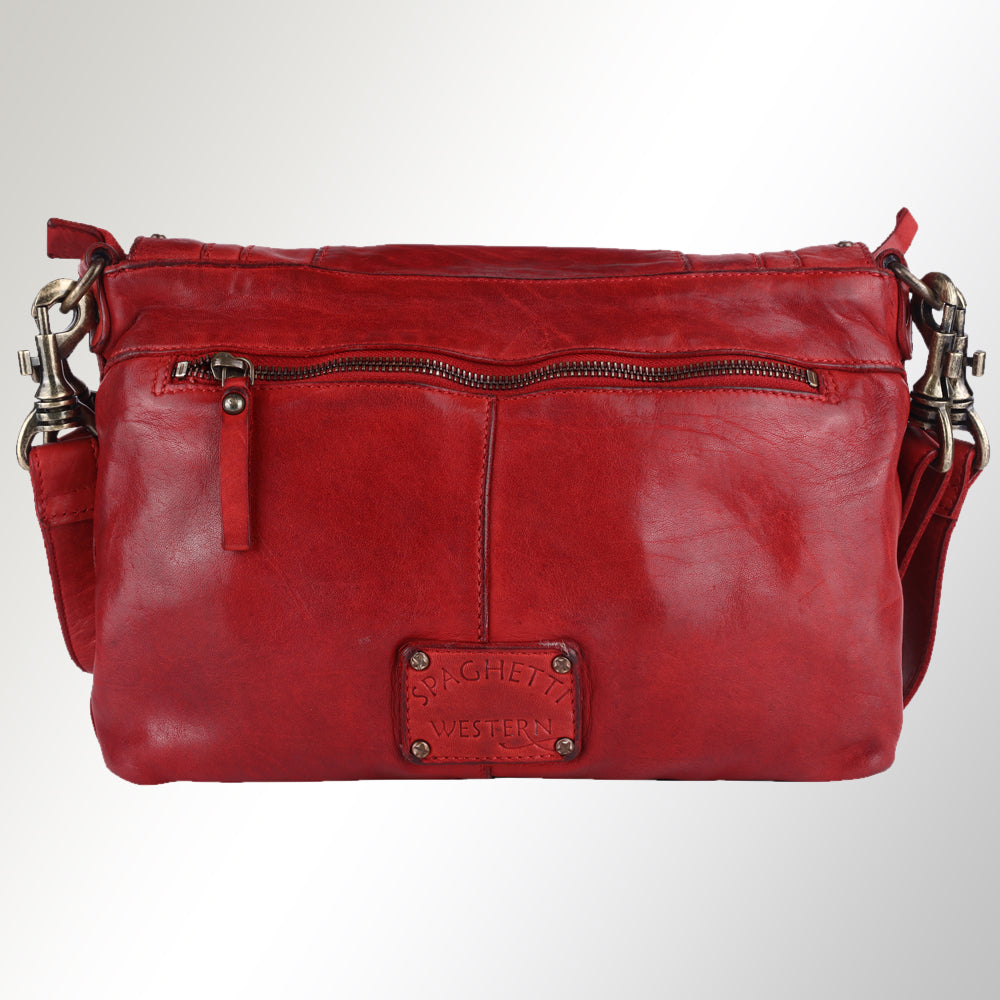Spaghetti Western Crossbody Vintage Handmade Drum Dyed Genuine European Cowhide Leather