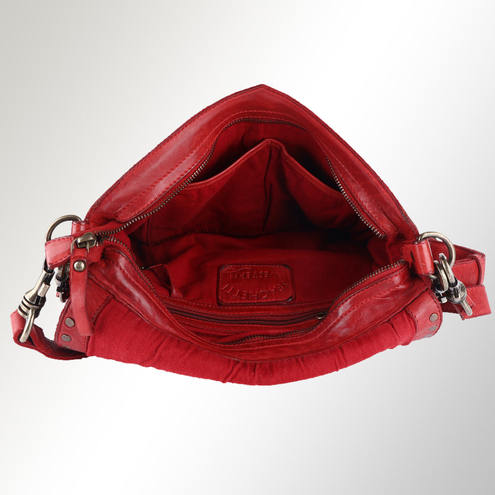 Spaghetti Western Crossbody Vintage Handmade Drum Dyed Genuine European Cowhide Leather
