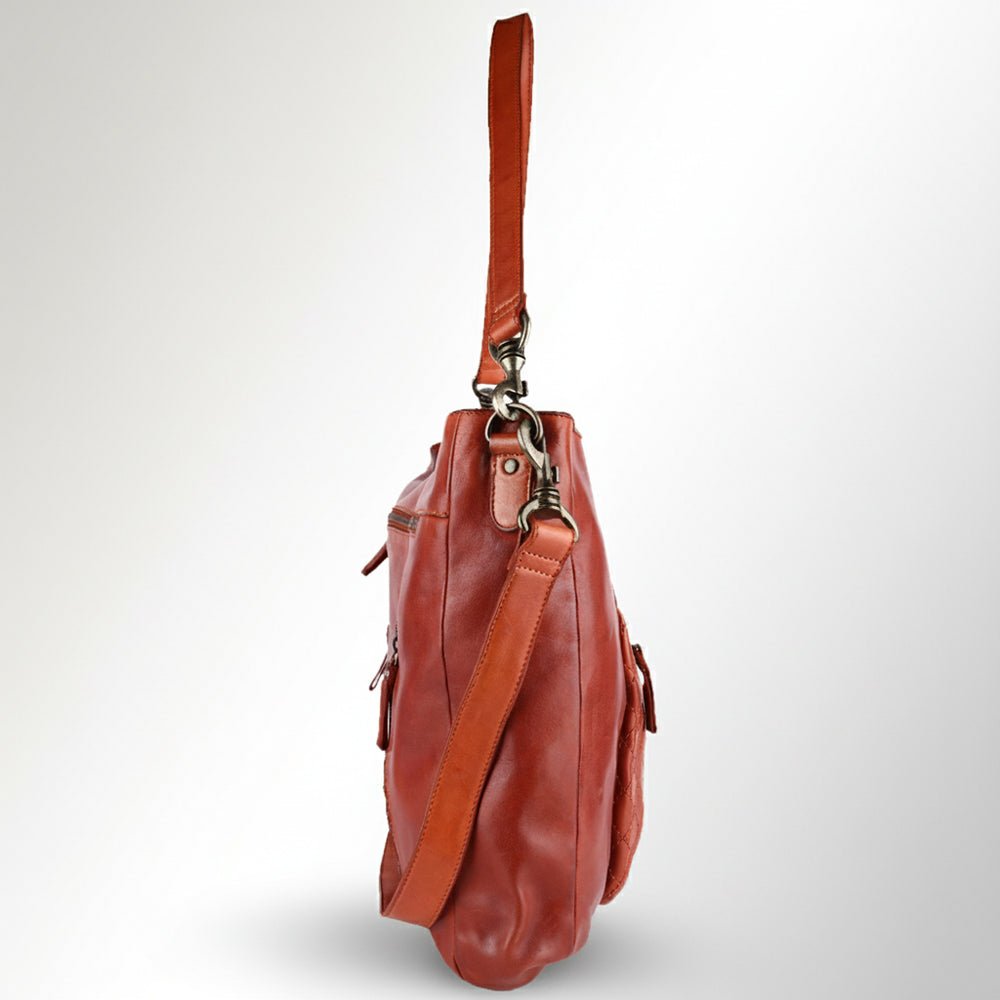 Spaghetti Western Hobo Vintage Handmade Drum Dyed Genuine European Cowhide Leather