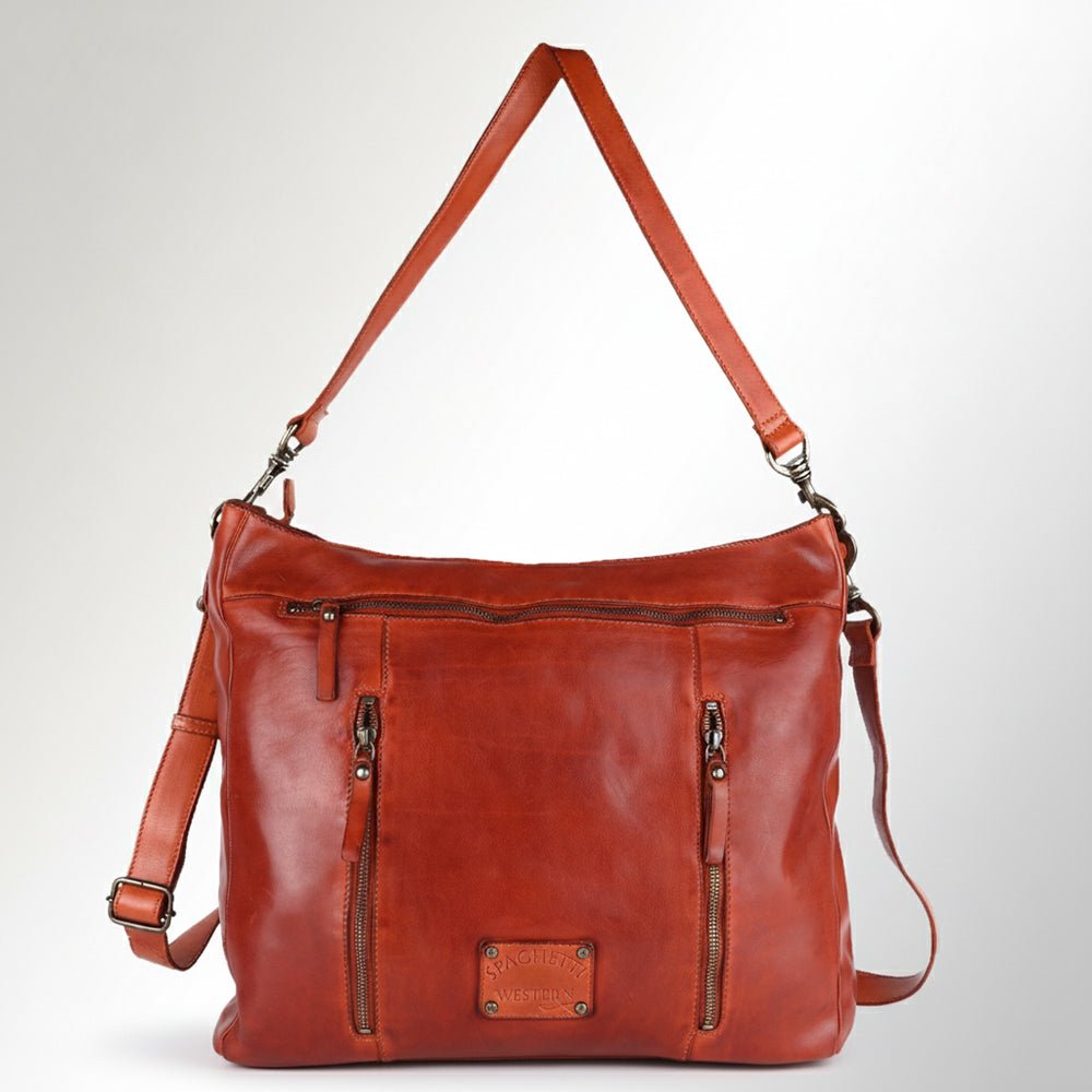Spaghetti Western Hobo Vintage Handmade Drum Dyed Genuine European Cowhide Leather