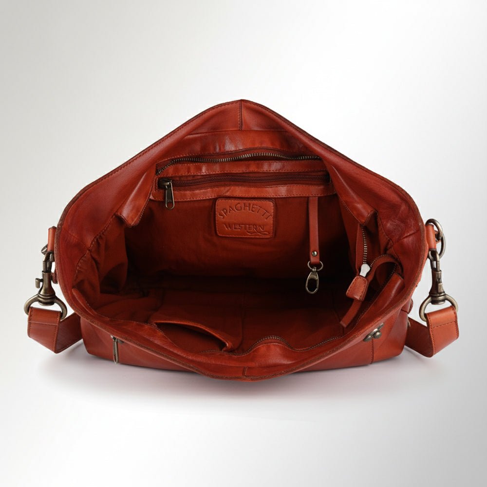 Spaghetti Western Hobo Vintage Handmade Drum Dyed Genuine European Cowhide Leather