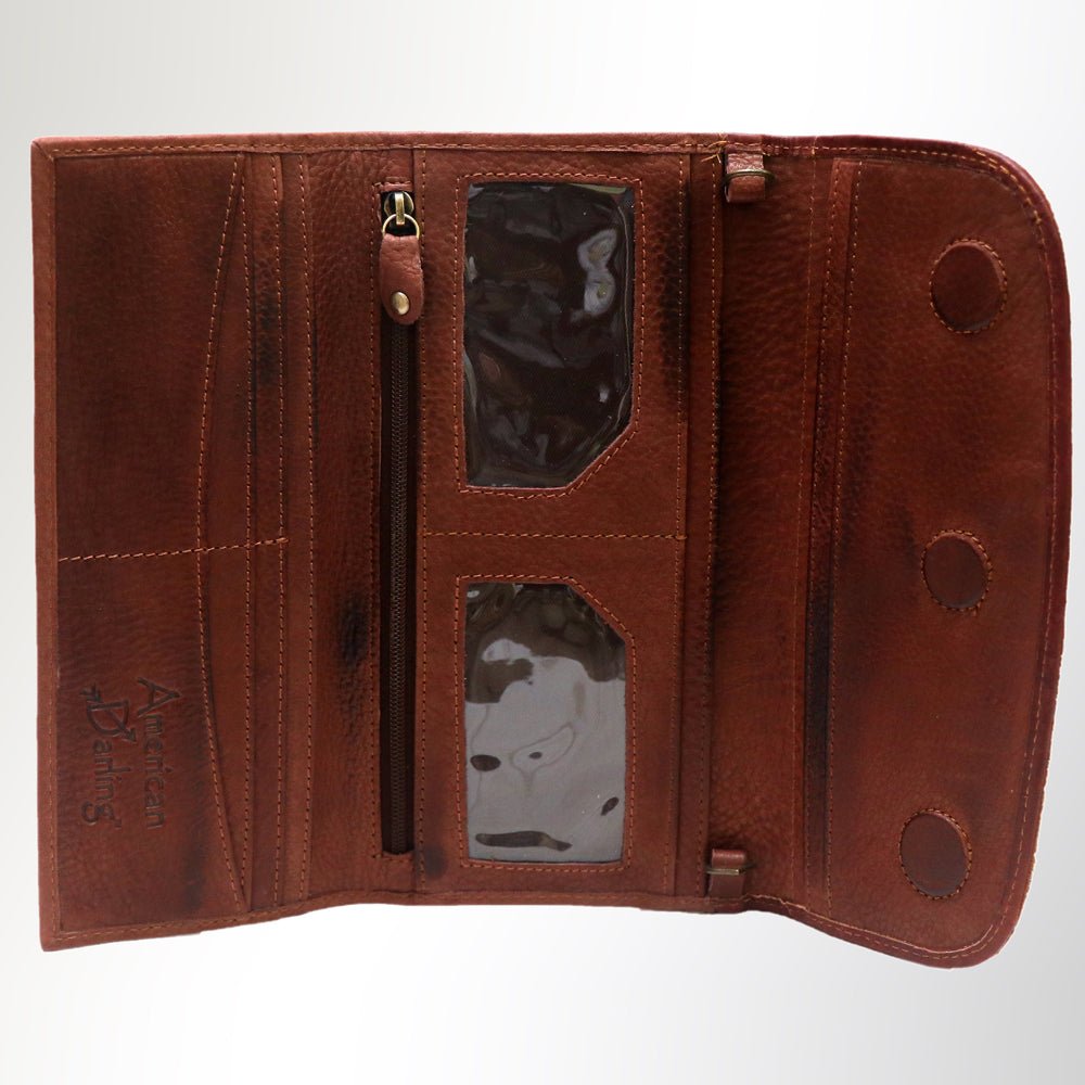 American Darling Wallet Hair on Full Grain Genuine Leather Western Women Bag | Handbag Purse Travel Clutch