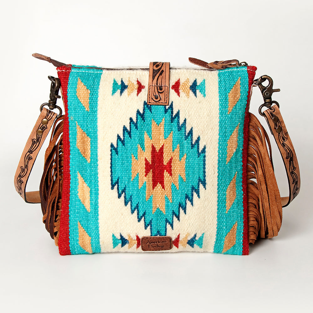American Darling Hand Tooled Saddle Blanket Genuine Leather
