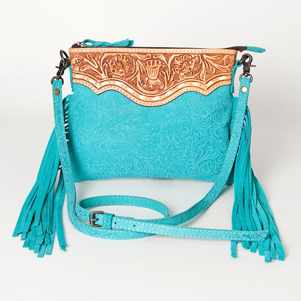 American Darling Western Small Crossbody Bag – Genuine Hair-On Cowhide Leather with Fringes, Adjustable Strap, Handcrafted in Texas