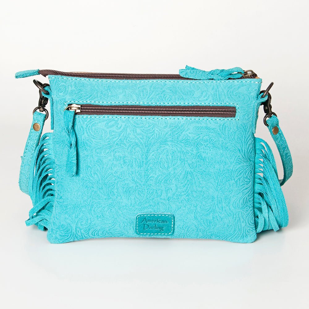 American Darling Western Small Crossbody Bag – Genuine Hair-On Cowhide Leather with Fringes, Adjustable Strap, Handcrafted in Texas