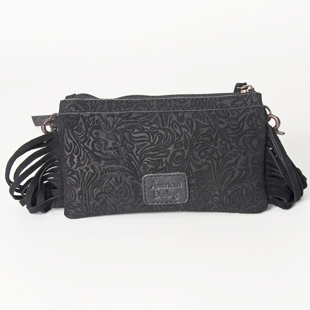 American Darling Small Cross body Bag Western Leather Floral Embossed Damascus Carved Genuine Leather 4.5in x 8in