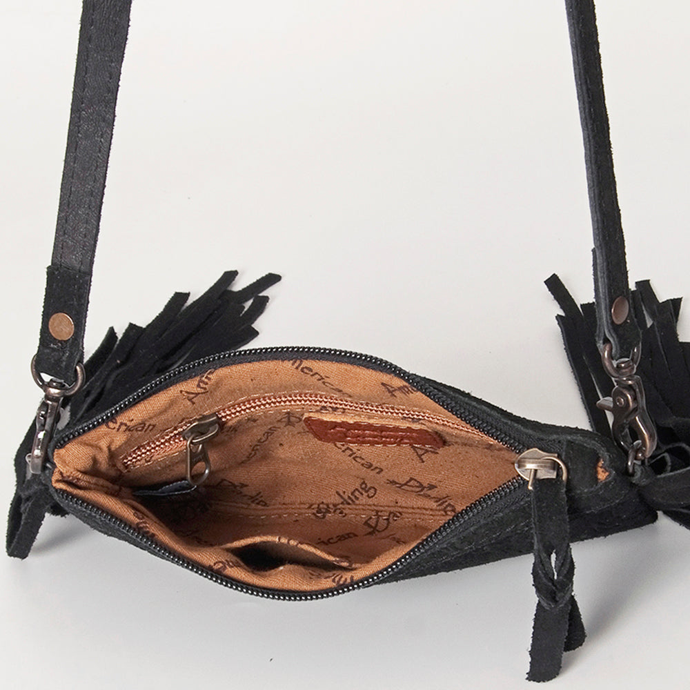 American Darling Small Cross body Bag Western Leather Floral Embossed Damascus Carved Genuine Leather 4.5in x 8in