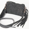 American Darling Small Cross body Bag Western Leather Floral Embossed Damascus Carved Genuine Leather 4.5in x 8in
