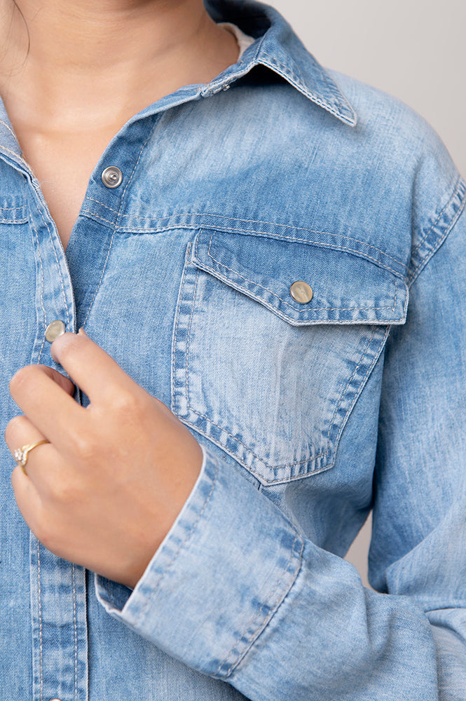 American Darling Genuine leather Hand tooled carved Women 100% cotton Denim Blazer dress jacket ladies | Vintage