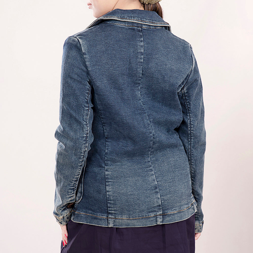 American Darling Genuine leather Hand tooled carved Women 100% cotton Denim Blazer dress jacket | Vintage