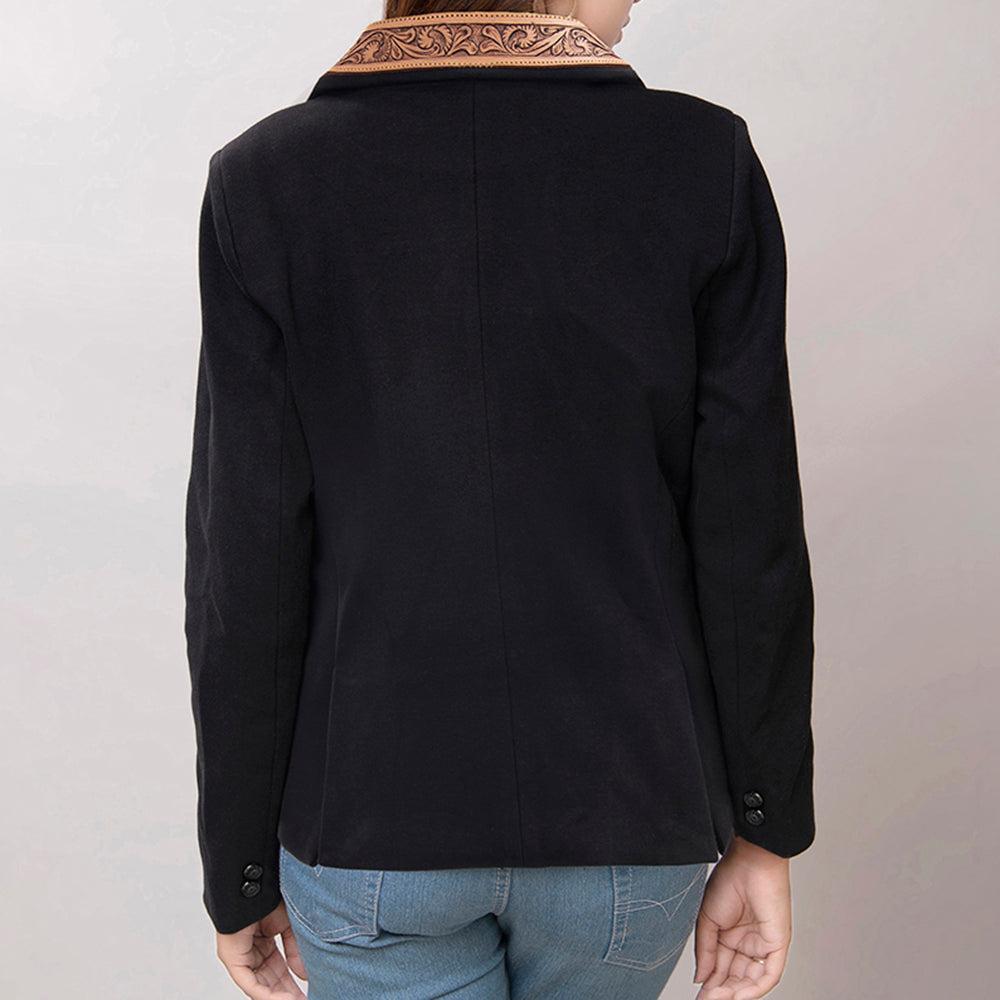 Genuine leather Hand tooled hand carved Women Blazer dress jacket