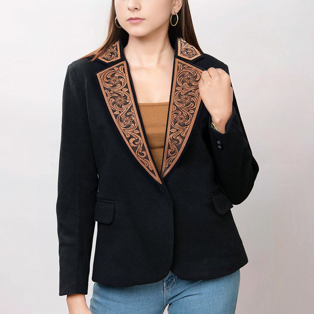 American Darling Genuine leather Hand tooled carved Women Blazer dress jacket ladies Girl | Vintage
