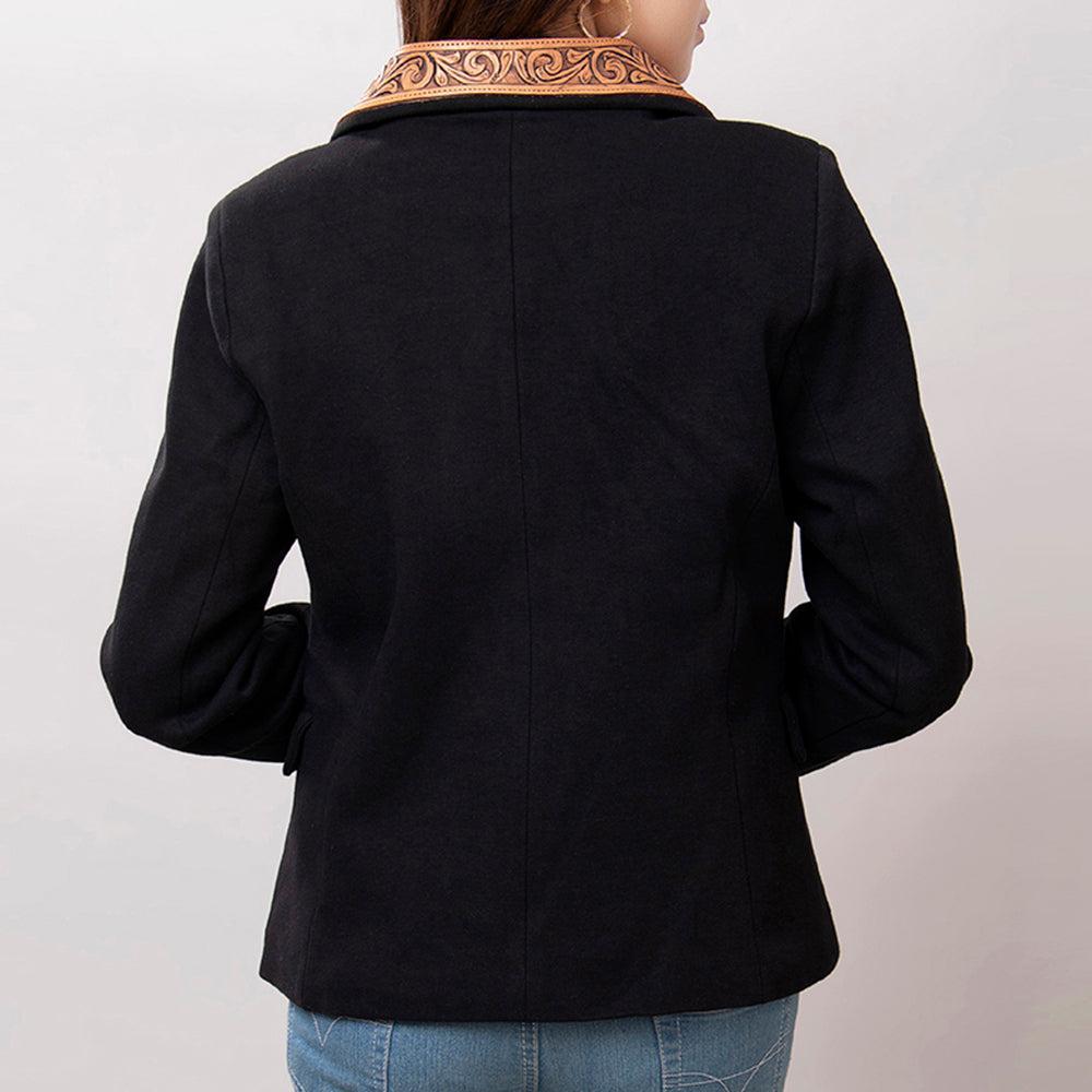 Genuine leather Hand tooled hand carved Women Blazer dress jacket