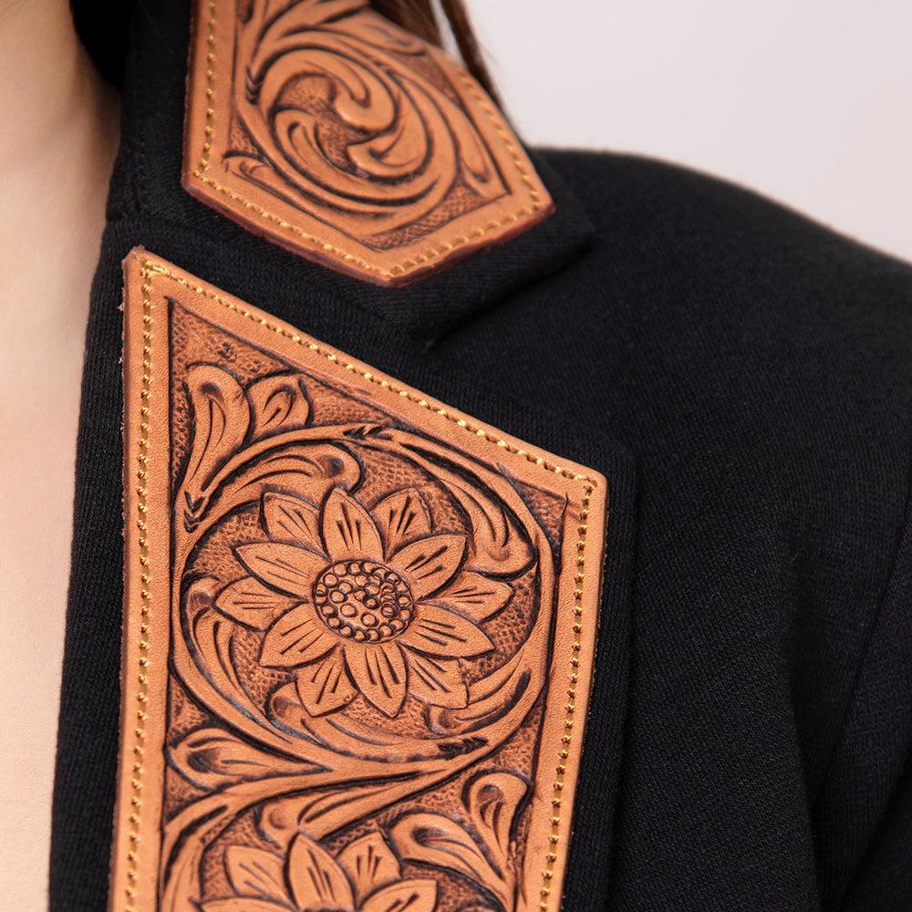 Genuine leather Hand tooled hand carved Women Blazer dress jacket