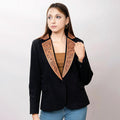 Genuine leather Hand tooled hand carved Women Blazer dress jacket