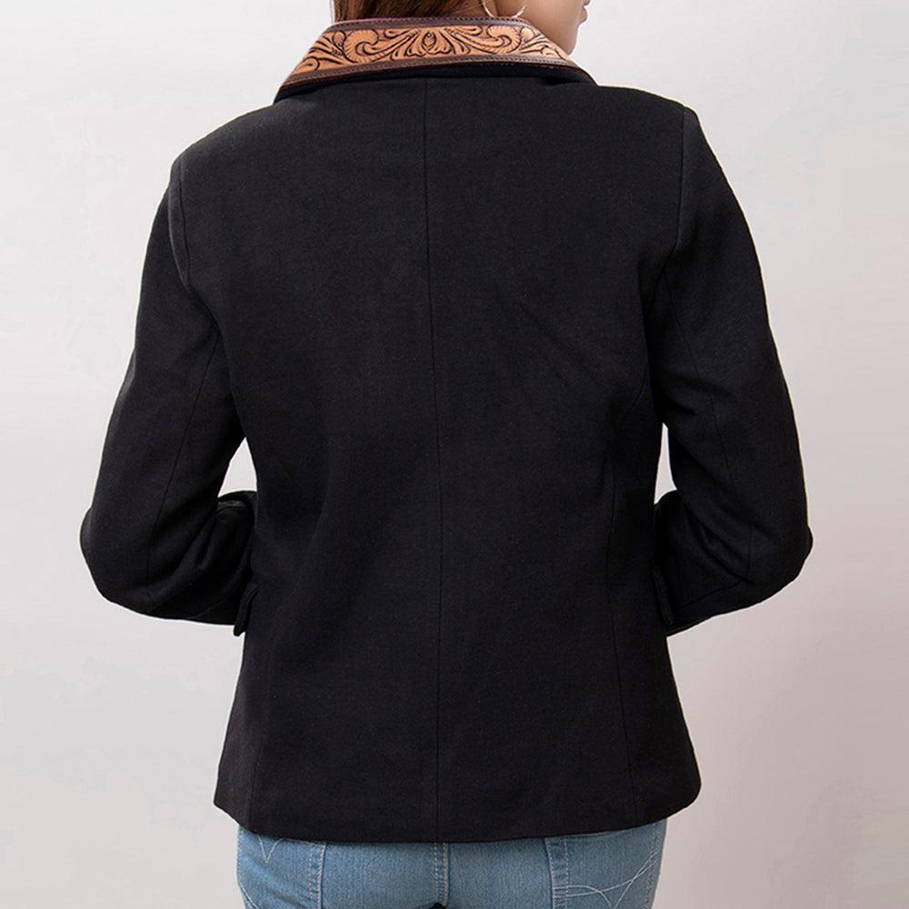 Genuine leather Hand tooled hand carved Women Blazer dress jacket