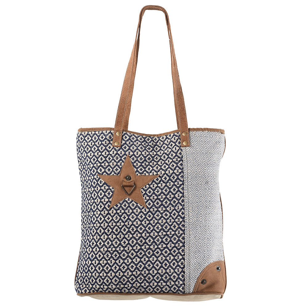 OHLAY Upcycled Wool Canvas Genuine Leather Tote
