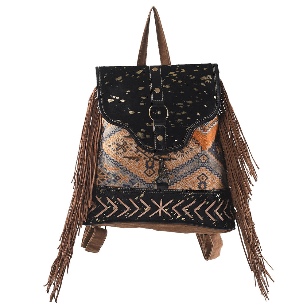 Ohlay Backpack Upcycled Canvas Hair-On Genuine Leather