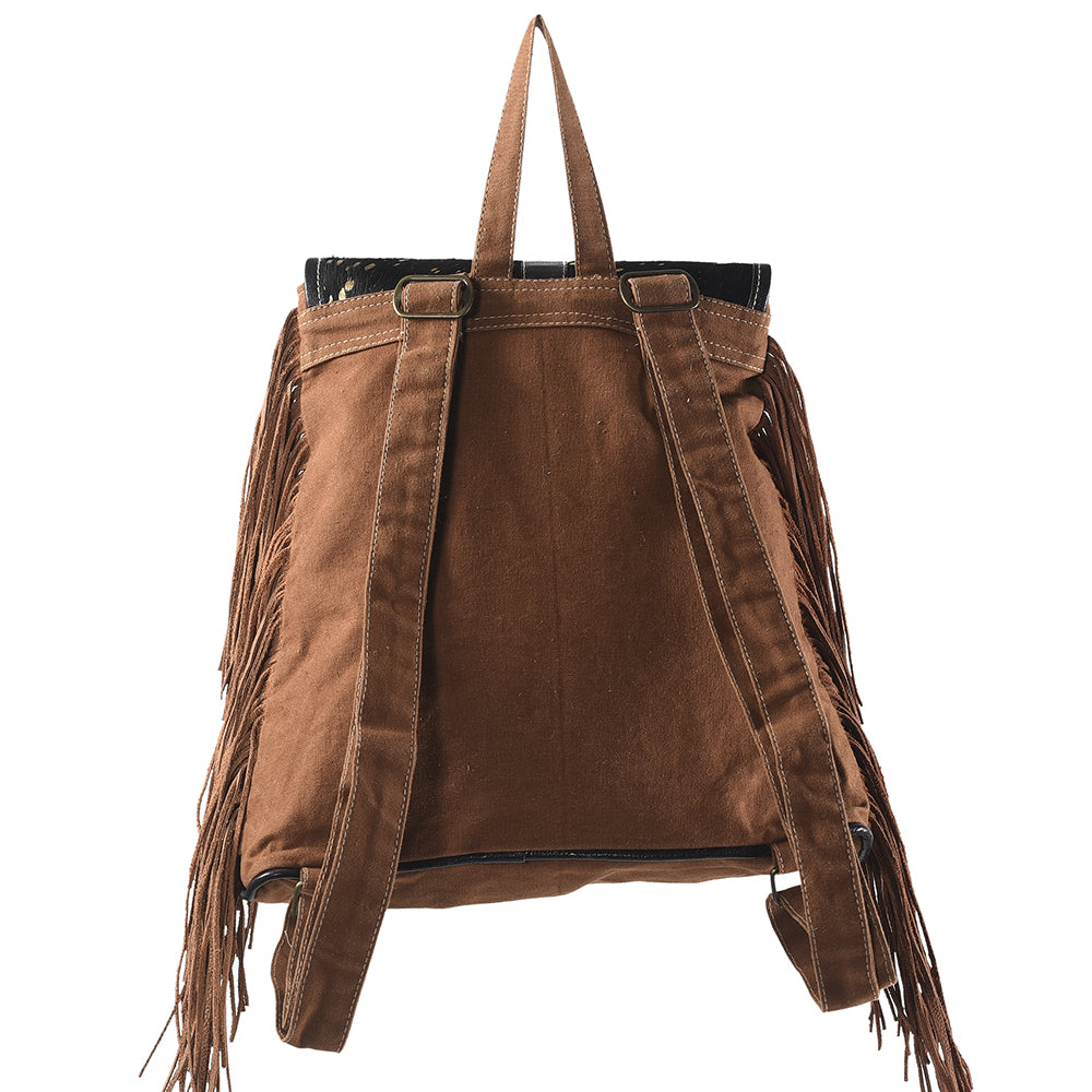 Ohlay Backpack Upcycled Canvas Hair-On Genuine Leather