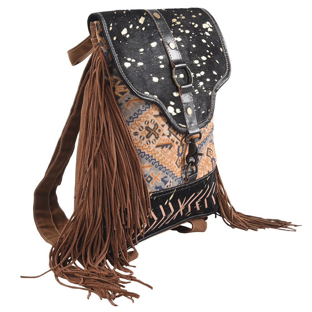 Ohlay Backpack Upcycled Canvas Hair-On Genuine Leather