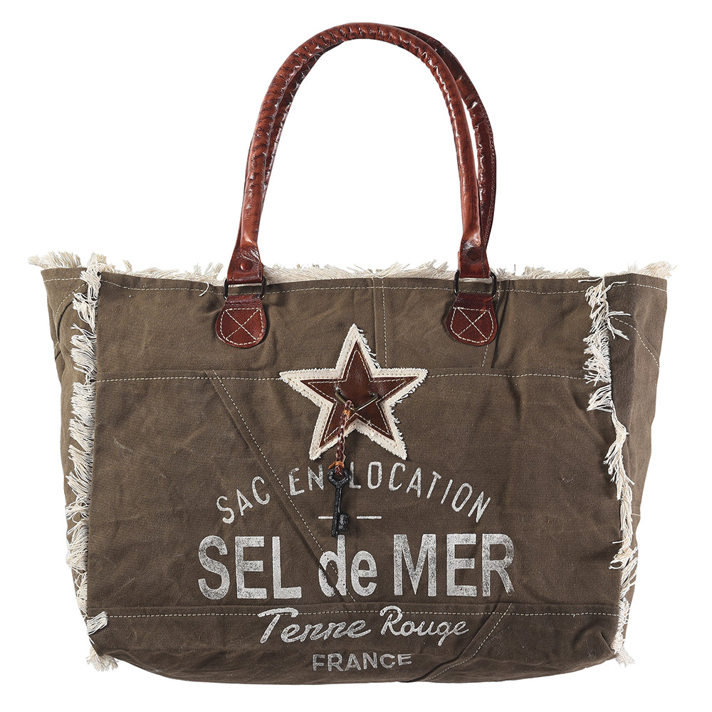 Ohlay Tote Upcycled Canvas Genuine Leather