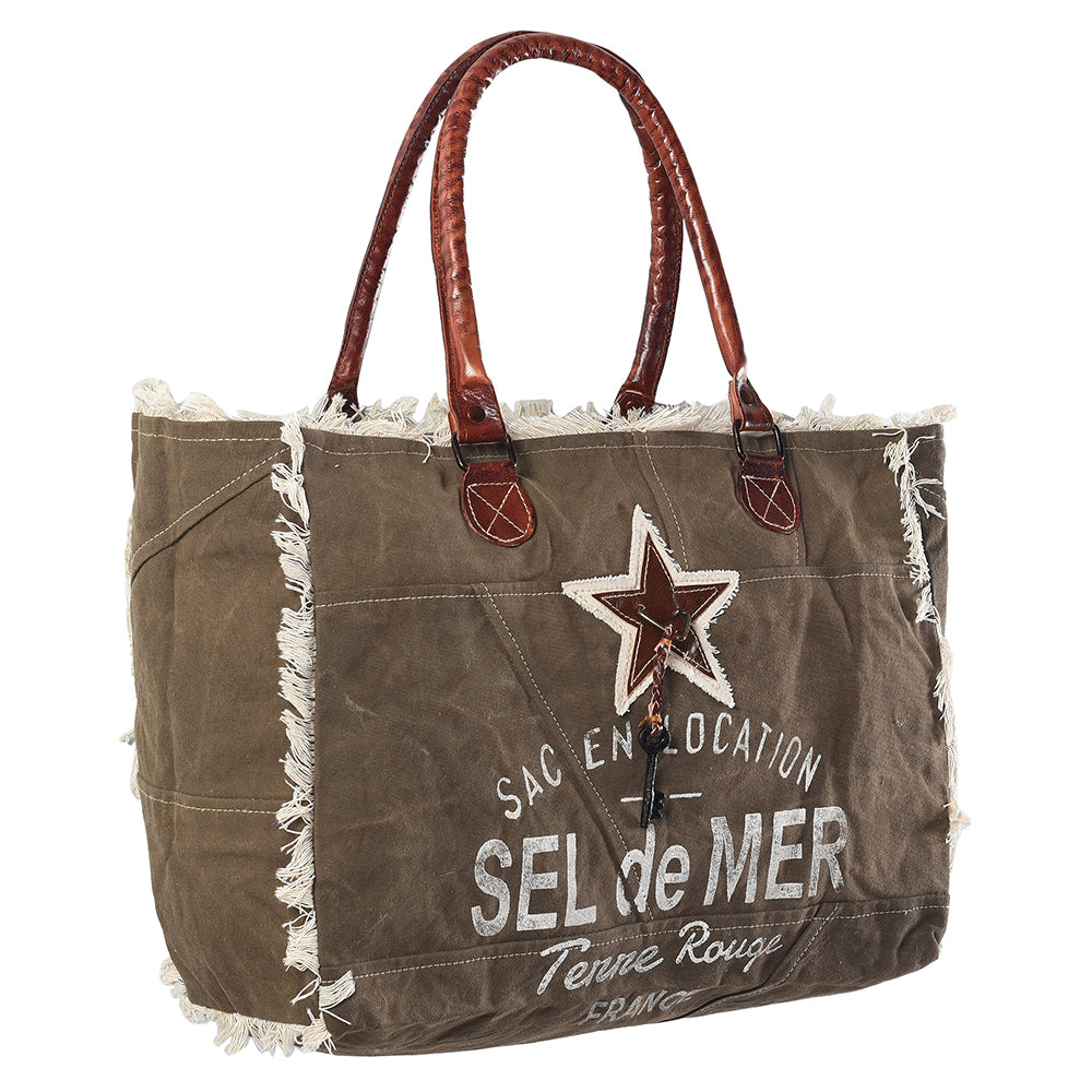 Ohlay Tote Upcycled Canvas Genuine Leather