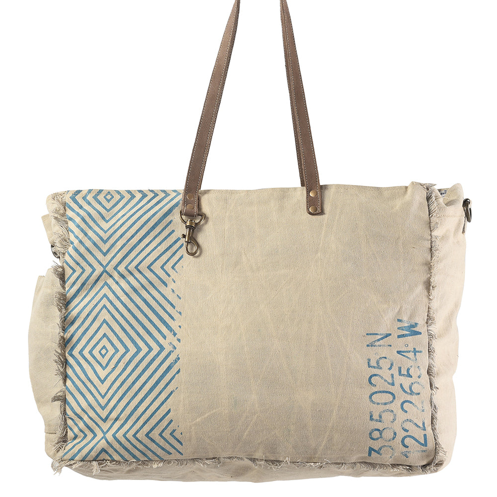 OHLAY Upcycled Canvas Genuine Leather Tote
