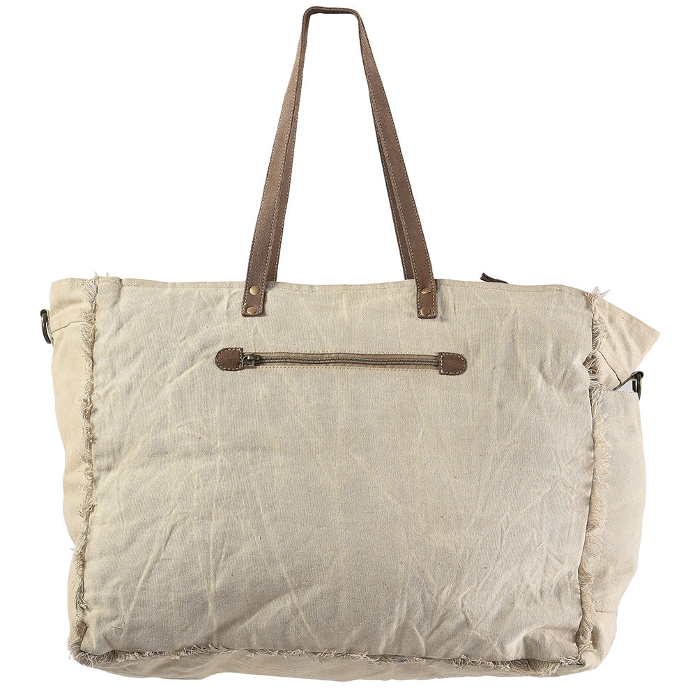 OHLAY Upcycled Canvas Genuine Leather Tote