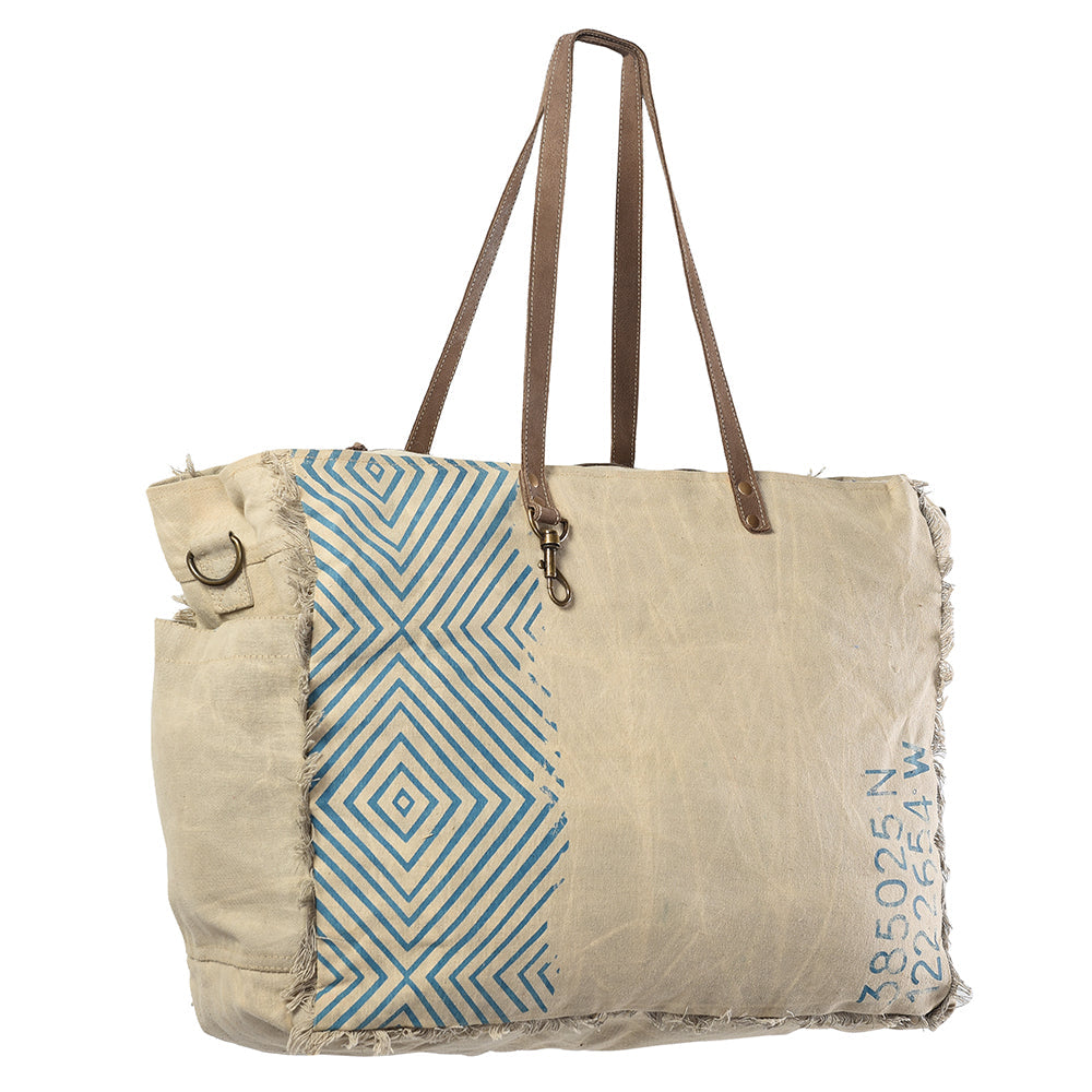 OHLAY Upcycled Canvas Genuine Leather Tote