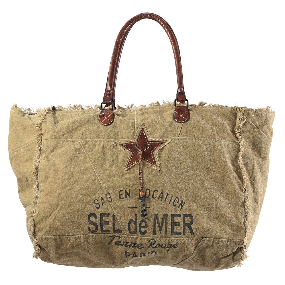 Ohlay Tote Upcycled Canvas Genuine Leather