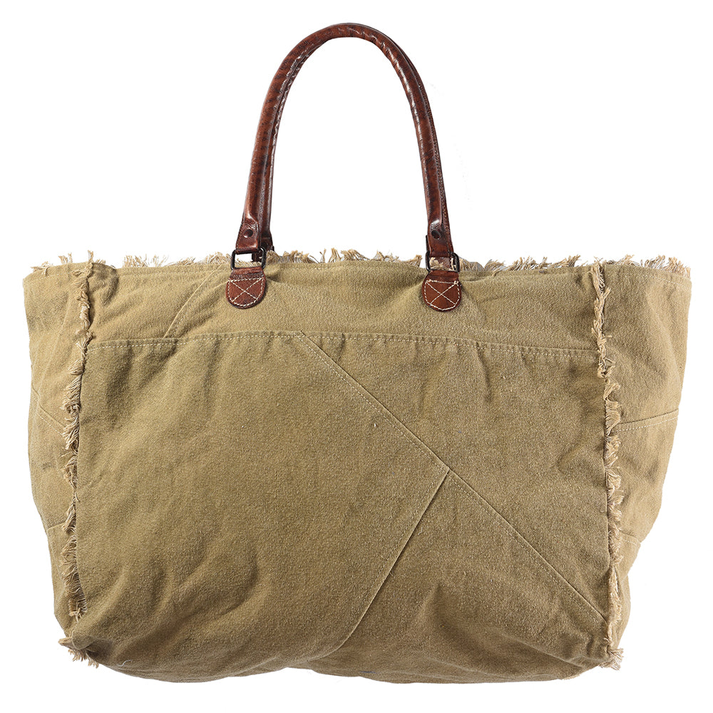 Ohlay Tote Upcycled Canvas Genuine Leather