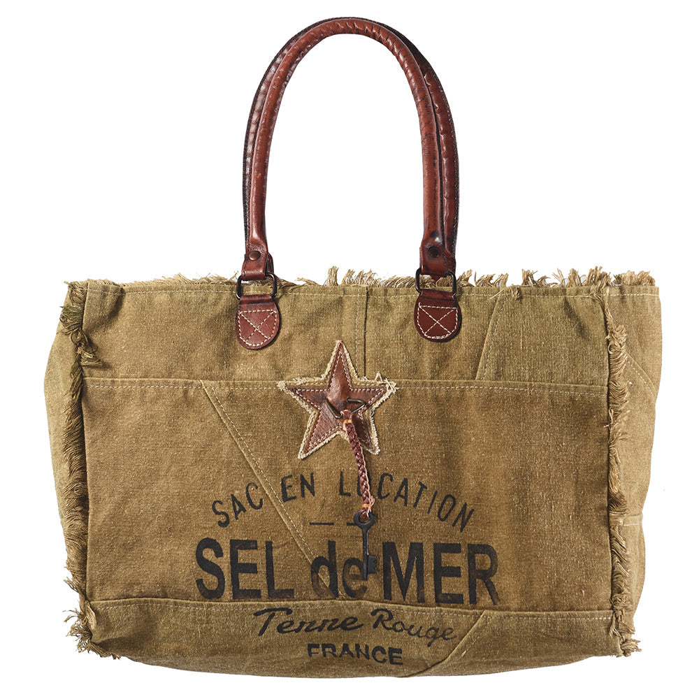 Ohlay Tote Upcycled Canvas Genuine Leather
