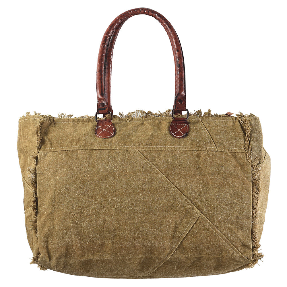 Ohlay Tote Upcycled Canvas Genuine Leather
