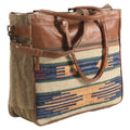 Upcycled Wool Canvas Tote With Genuine Leather Accent Western Style Handbag Everyday