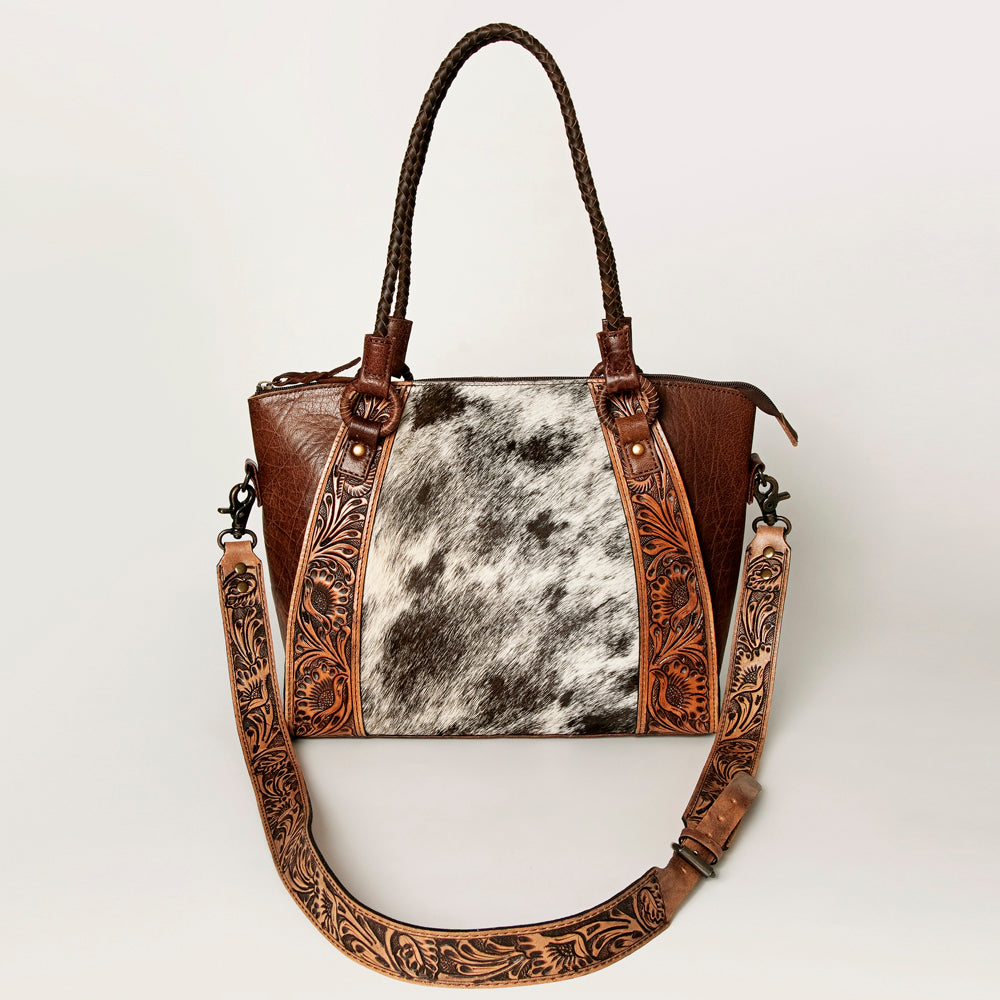 American Darling Hand-Tooled Hair-On Genuine Leather Tote
